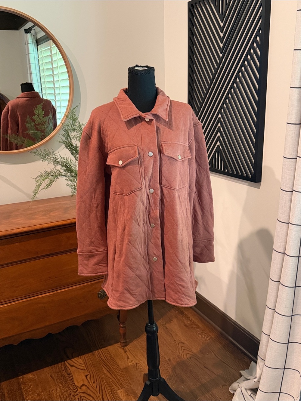 HEIMISH USA Quilted Utility Shacket in terracotta large